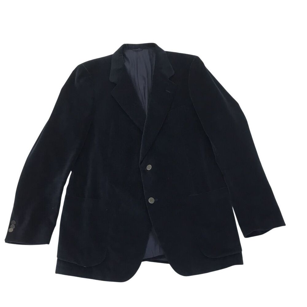 Corneliani Men's Vintage Black Velvet Chevron Blazer Size 46 Formal